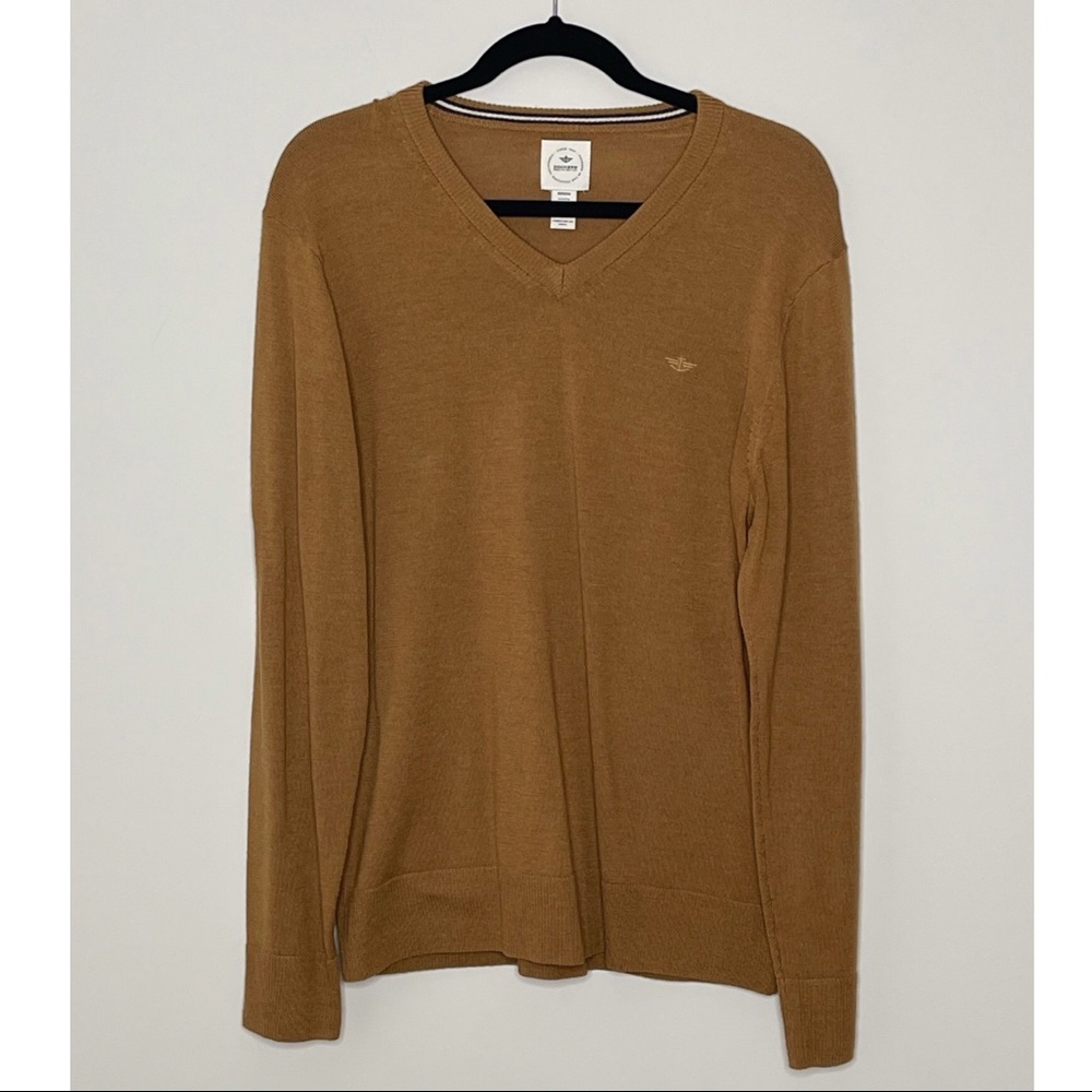 Dockers Premium 100% Wool Long Sleeve V- Neck Sweater Size Medium